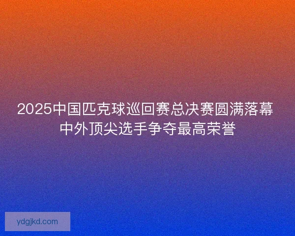 2025中国匹克球巡回赛总决赛圆满落幕 中外顶尖选手争夺最高荣誉
