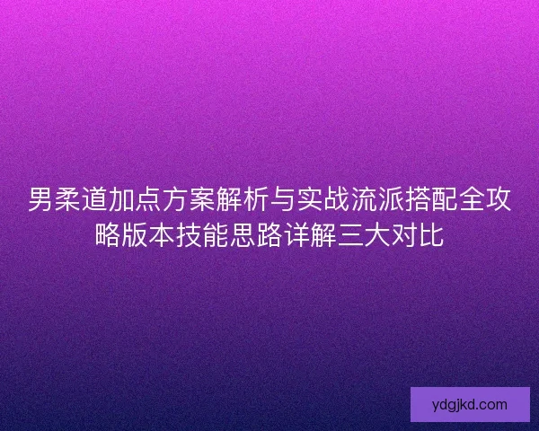 男柔道加点方案解析与实战流派搭配全攻略版本技能思路详解三大对比