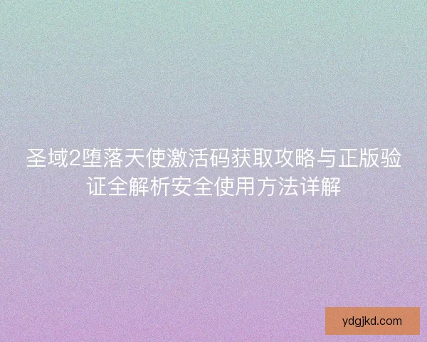 圣域2堕落天使激活码获取攻略与正版验证全解析安全使用方法详解