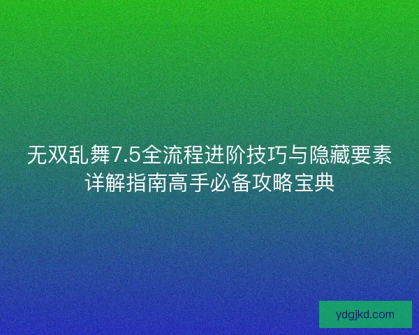 无双乱舞7.5全流程进阶技巧与隐藏要素详解指南高手必备攻略宝典