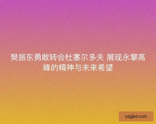 樊振东勇敢转会杜塞尔多夫 展现永攀高峰的精神与未来希望