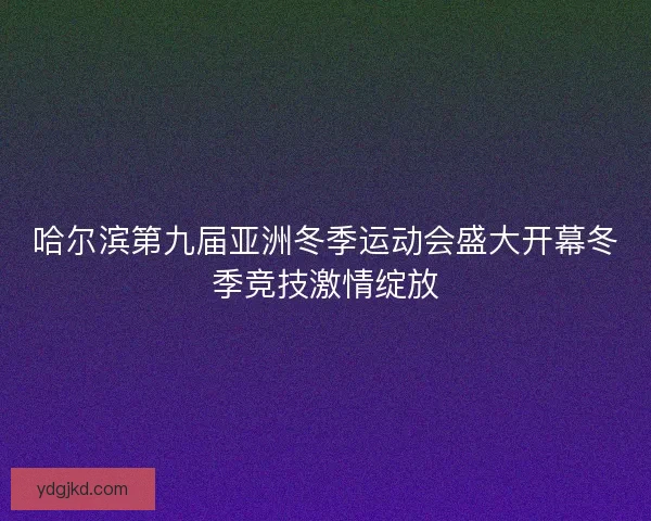 哈尔滨第九届亚洲冬季运动会盛大开幕冬季竞技激情绽放