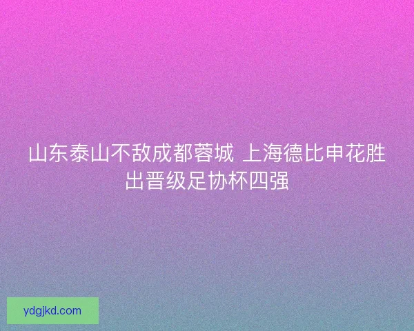 山东泰山不敌成都蓉城 上海德比申花胜出晋级足协杯四强